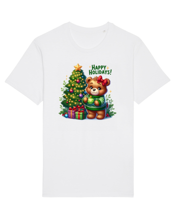 cu ursuleți si urări de Crăciun - Happy Holidays White