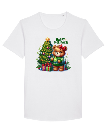 cu ursuleți si urări de Crăciun - Happy Holidays White