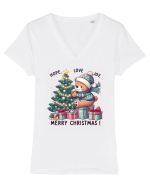 cu ursuleți si urări de Crăciun - Hope - Love - Joy Tricou mânecă scurtă guler V Damă Evoker