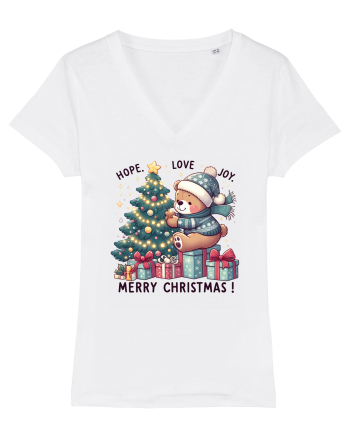 cu ursuleți si urări de Crăciun - Hope - Love - Joy White