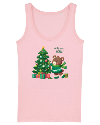 cu ursuleți si urări de Crăciun - Joy to the world Cotton Pink