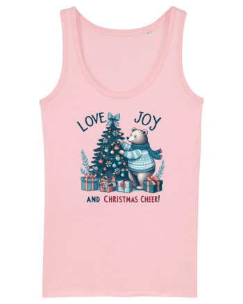 cu ursuleți si urări de Crăciun - Love, Joy and Christmas Cheer Cotton Pink