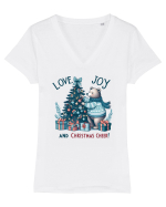 cu ursuleți si urări de Crăciun - Love, Joy and Christmas Cheer Tricou mânecă scurtă guler V Damă Evoker