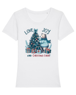 cu ursuleți si urări de Crăciun - Love, Joy and Christmas Cheer Tricou mânecă scurtă guler larg fitted Damă Expresser