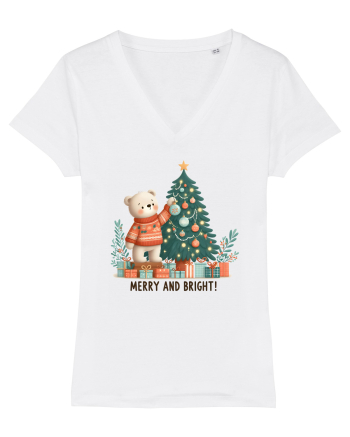 cu ursuleți si urări de Crăciun - Merry and Bright White
