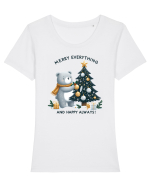 cu ursuleți si urări de Crăciun - Merry everything and happy always Tricou mânecă scurtă guler larg fitted Damă Expresser