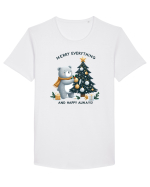 cu ursuleți si urări de Crăciun - Merry everything and happy always Tricou mânecă scurtă guler larg Bărbat Skater