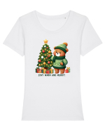 cu ursuleți si urări de Crăciun - Stay warm and merry Tricou mânecă scurtă guler larg fitted Damă Expresser