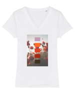 Poppy Field Tricou mânecă scurtă guler V Damă Evoker