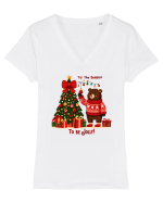 cu ursuleți si urări de Crăciun - Tis the season to be jolly Tricou mânecă scurtă guler V Damă Evoker