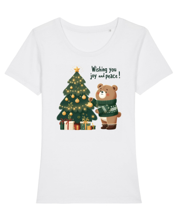 cu ursuleți si urări de Crăciun - Wishing you joy and peace White