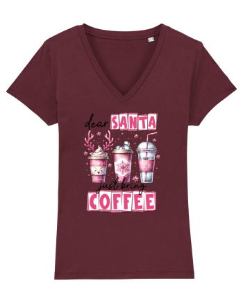 Crăciunul in roz - Dear Santa - just bring coffee Burgundy