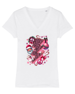 Crăciunul in roz - Hippie Christmas Tricou mânecă scurtă guler V Damă Evoker