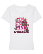 Crăciunul in roz - I am dreaming of a Pink Christmas Tricou mânecă scurtă guler larg fitted Damă Expresser