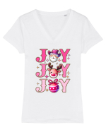 Crăciunul in roz - Joy joy joy Tricou mânecă scurtă guler V Damă Evoker