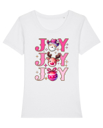 Crăciunul in roz - Joy joy joy Tricou mânecă scurtă guler larg fitted Damă Expresser