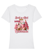 Crăciunul in roz - Just a girl who loves Christmas Tricou mânecă scurtă guler larg fitted Damă Expresser