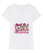 Crăciunul in roz - Love Christmas Tricou mânecă scurtă guler V Damă Evoker