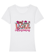 Crăciunul in roz - Love Christmas Tricou mânecă scurtă guler larg fitted Damă Expresser