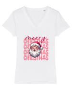 Crăciunul in roz - Merry merry Christmas Tricou mânecă scurtă guler V Damă Evoker