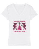 Crăciunul in roz - Rocking around the Christmas tree Tricou mânecă scurtă guler V Damă Evoker