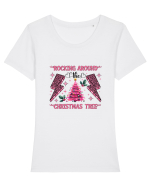 Crăciunul in roz - Rocking around the Christmas tree Tricou mânecă scurtă guler larg fitted Damă Expresser