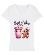 Crăciunul in roz - Sugar and spice Tricou mânecă scurtă guler V Damă Evoker
