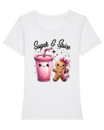 Crăciunul in roz - Sugar and spice Tricou mânecă scurtă guler larg fitted Damă Expresser