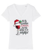 cu vin si umor de  Crăciun - But the wine is so delightful Tricou mânecă scurtă guler V Damă Evoker
