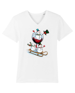 cu vin si umor de  Crăciun - Christmas wine delivery Tricou mânecă scurtă guler V Bărbat Presenter