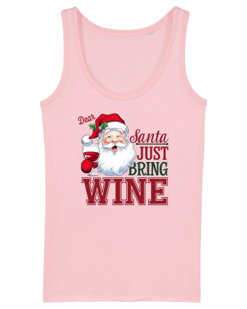 cu vin si umor de  Crăciun - Dear Santa just bring wine Cotton Pink