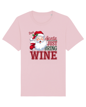 cu vin si umor de  Crăciun - Dear Santa just bring wine Cotton Pink