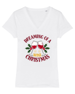 cu vin si umor de  Crăciun - Dreaming of a wine Christmas Tricou mânecă scurtă guler V Damă Evoker