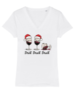 cu vin si umor de  Crăciun - Drink drank drunk Tricou mânecă scurtă guler V Damă Evoker