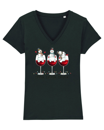 cu vin si umor de  Crăciun - Drink drank drunk snowmen Black