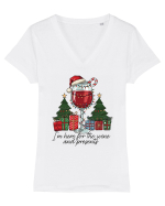 cu vin si umor de  Crăciun - I am here for the wine and presents Tricou mânecă scurtă guler V Damă Evoker