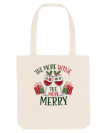 cu vin si umor de  Crăciun - The more wine the more merry Sacoșă textilă