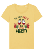cu vin si umor de  Crăciun - The more wine the more merry Tricou mânecă scurtă guler larg fitted Damă Expresser