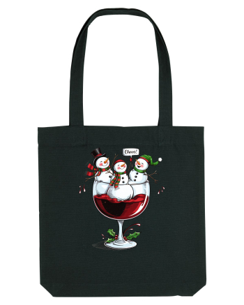 cu vin si umor de  Crăciun - Wine and cheering snowmen Black