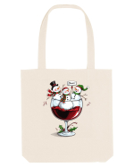 cu vin si umor de  Crăciun - Wine and cheering snowmen Sacoșă textilă