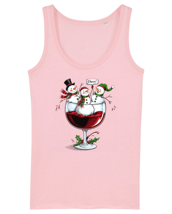 cu vin si umor de  Crăciun - Wine and cheering snowmen Cotton Pink