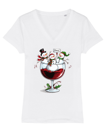 cu vin si umor de  Crăciun - Wine and cheering snowmen White
