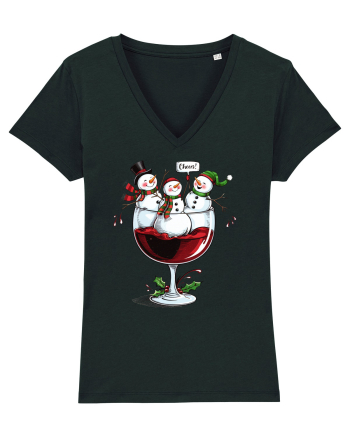 cu vin si umor de  Crăciun - Wine and cheering snowmen Black