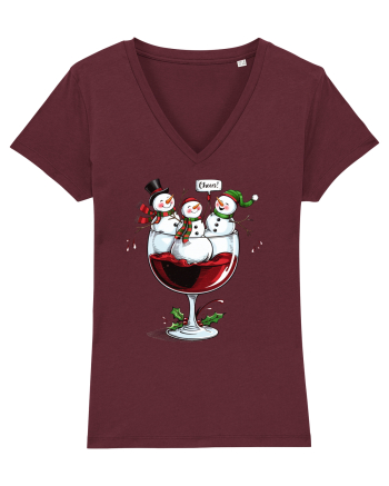 cu vin si umor de  Crăciun - Wine and cheering snowmen Burgundy