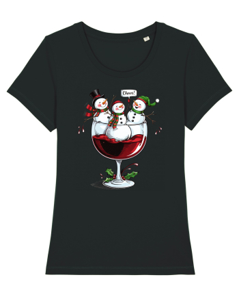 cu vin si umor de  Crăciun - Wine and cheering snowmen Black