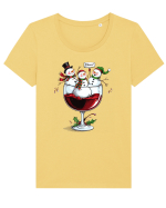 cu vin si umor de  Crăciun - Wine and cheering snowmen Tricou mânecă scurtă guler larg fitted Damă Expresser