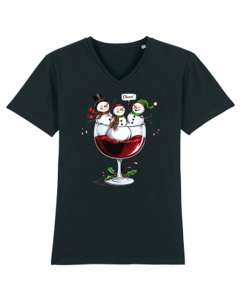 cu vin si umor de  Crăciun - Wine and cheering snowmen Black