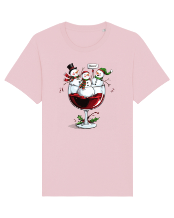 cu vin si umor de  Crăciun - Wine and cheering snowmen Cotton Pink