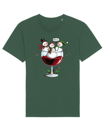 cu vin si umor de  Crăciun - Wine and cheering snowmen Bottle Green