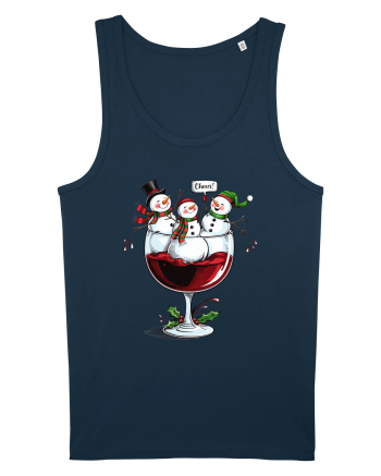 cu vin si umor de  Crăciun - Wine and cheering snowmen Navy